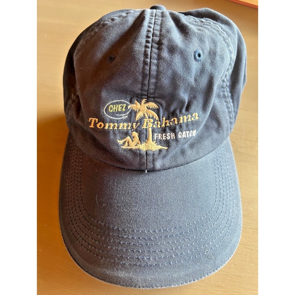 Tommy Bahama Chez Fresh Catch Hat Leather Strapback Relaxed‎ Fit Palm Tree Logo